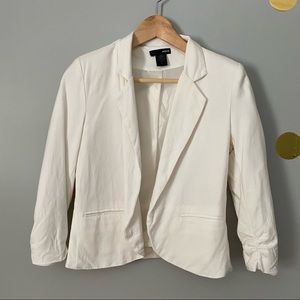Aqua White Open Drape Blazer